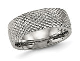 Men's Titanium Polished and Textured Design Band Ring (8mm)